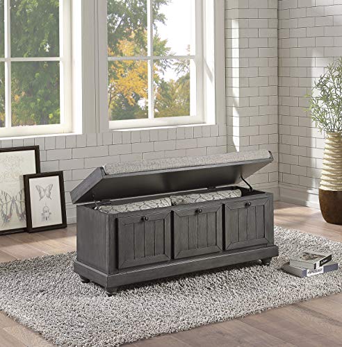 Lexicon Ganza Lift-Top Storage Bench, 44-Inch, Gray