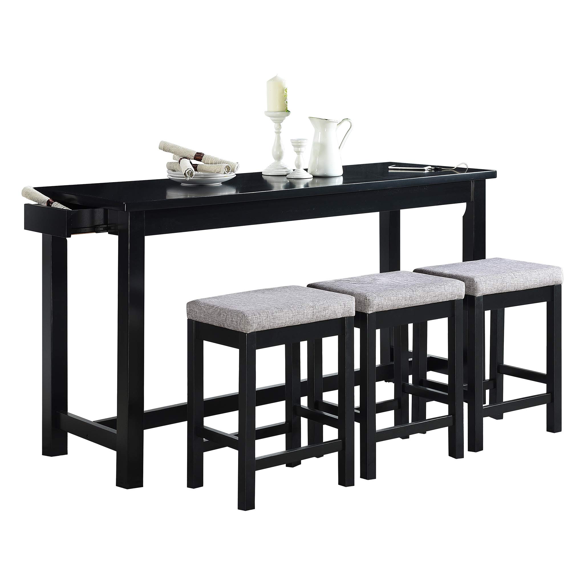 Homelegance 4-Piece Counter Height Dinette Set, Black