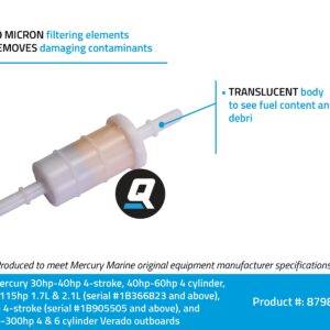 Quicksilver by Mercury Marine 879885Q Inline Fuel Filter for Mercury and Mariner Outboards