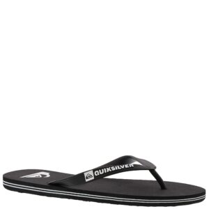 quiksilver men's molokai 3 point flip flop sandal, black/black/white, 11