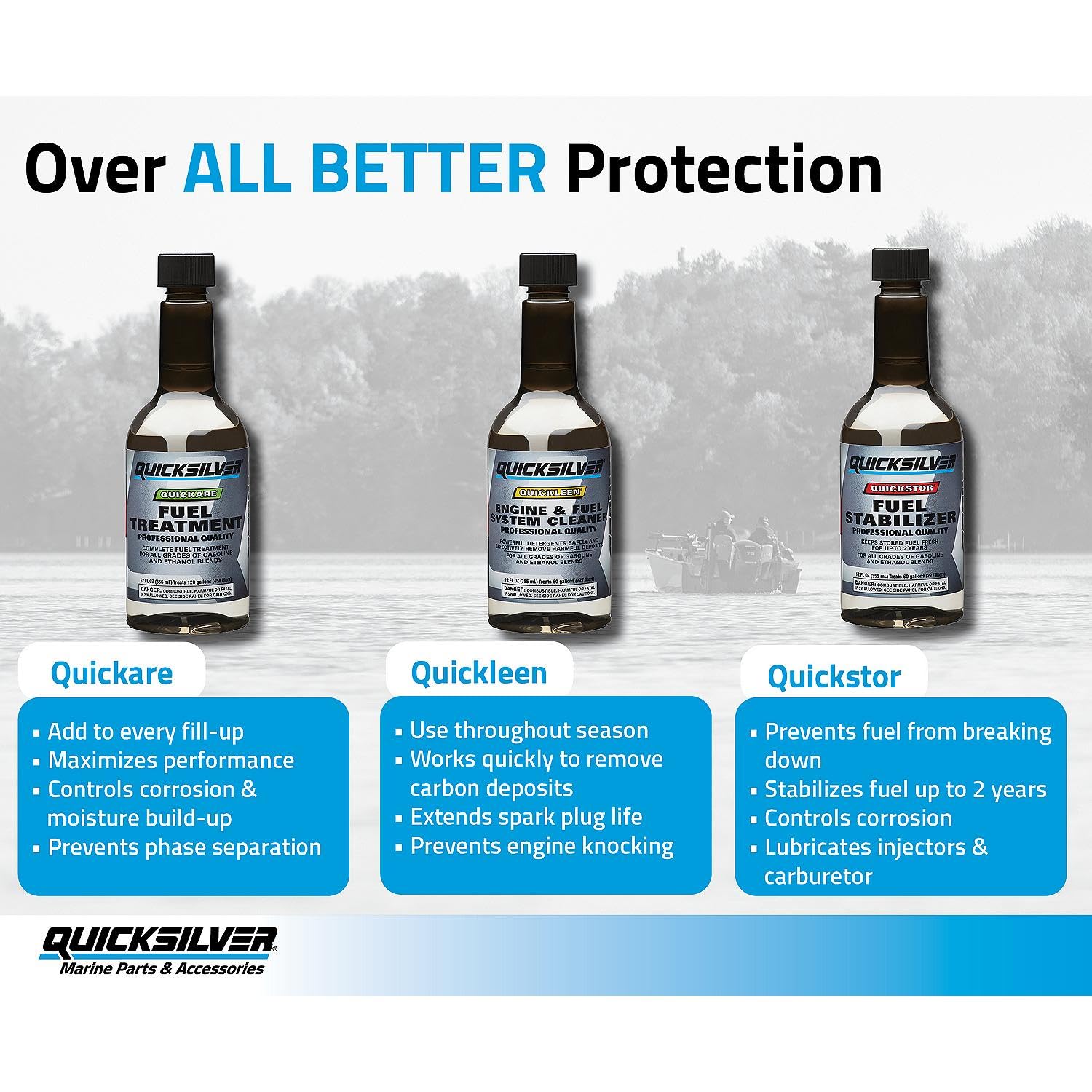 Quicksilver 8M0047922 Quickstor Fuel Treatment and Stabilizer, 12 Oz.