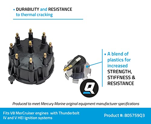 Quicksilver 805759Q3 Distributor Cap Kit for Marinized V-8 Engines by General Motors with Thunderbolt IV and V HEI Ignition Systems