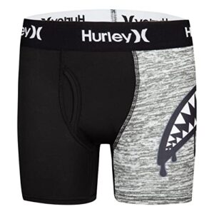 Hurley Boys' Classic Boxer Briefs (2-Pack), Dark Grey Heather Camo/Black, M