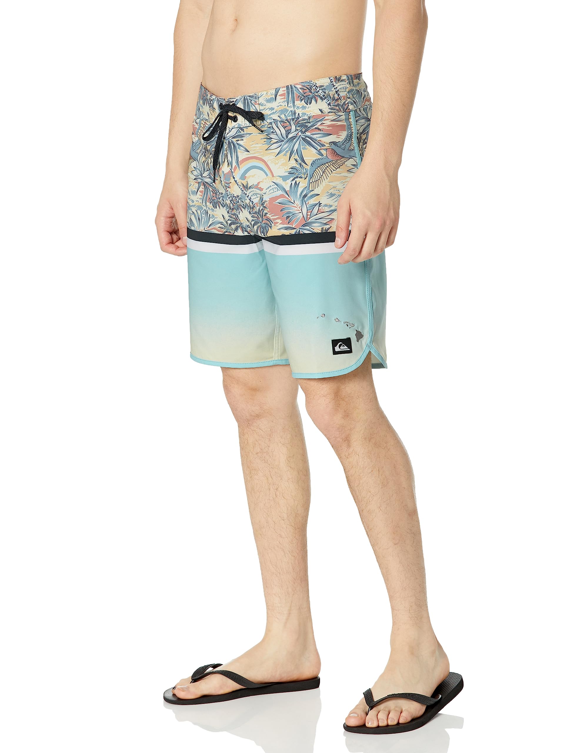 Quiksilver Men's Standard Surfsilk Division Scallop 19 Boardshort Swim Trunk, Sky Blue, 32