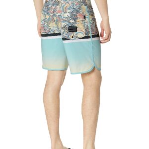 Quiksilver Men's Standard Surfsilk Division Scallop 19 Boardshort Swim Trunk, Sky Blue, 32