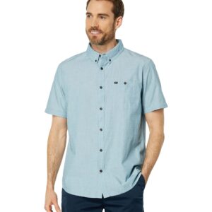 Quiksilver Men's Winfall Short Sleeve Button Down Shirt, Moroccan Blue, Medium