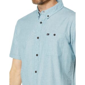 Quiksilver Men's Winfall Short Sleeve Button Down Shirt, Moroccan Blue, Medium