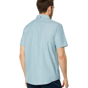 Quiksilver Men's Winfall Short Sleeve Button Down Shirt, Moroccan Blue, Medium