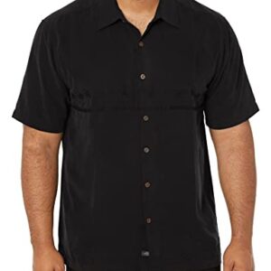 Quiksilver Waterman Men's Tahiti Palms 4 Button Up Floral Collared Shirt, Black, XL