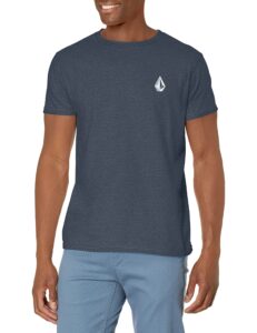 volcom men's blaquedout short sleeve tee, navy heather, medium