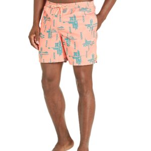 Quiksilver Men's Standard Volley Swim Trunk Boardshort, Peached Pink Big Catch VY, Small