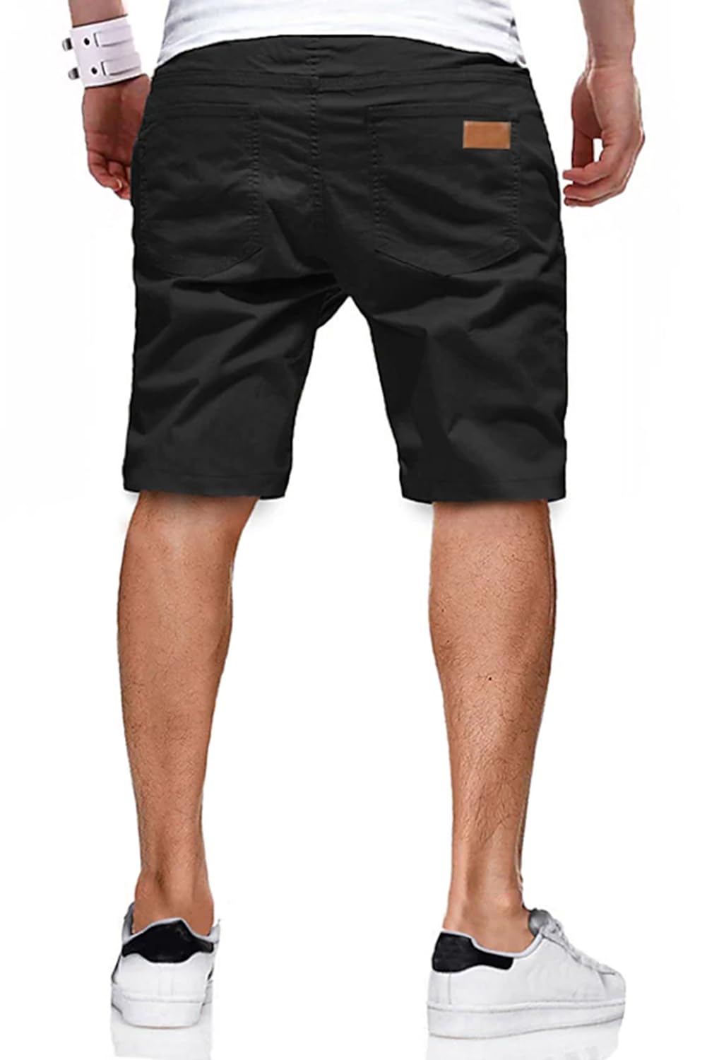 JMIERR Mens Athletic Shorts Casual Cotton Drawstring Summer Beach Twill Chino Dress Golf Workout Gym Running Basketball Shorts, XL, S Black