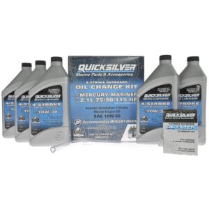 quicksilver 10w-30 oil change kit for 4-stroke 75hp, 90hp and 115hp mercury 2.1l outboards