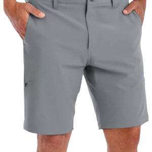 COOFANDY Men's Casual Shorts Stretch Flat Front Shorts Lightweight Quick Dry Summer Beach Surf Shorts with Pockets Grey