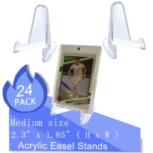 24 Packs(2.3 Inch Thickened edition) Acrylic Card stands, Card Holder Display Stand,Coin Display stand, for Display Magnetic Card Holder,Challenge Medals, Baseball Cards, Sports Cards, Trading Cards