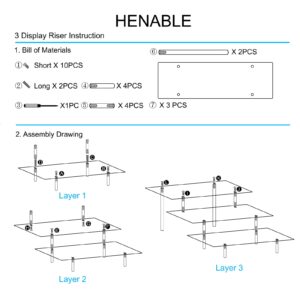 HENABLE 2PCS Acrylic Display Risers, Perfume Stand Organizer, Clear Acrylic Shelf Risers for Display Stands for Food, Tabletop Use, Amiibo Funko POP Figure, 3 Tier Clear Cupcake Stand Risers