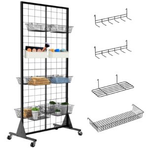 blasinc gridwall panel display stand 2' x 5.5' ft heavy movable floorstanding detachable girdwall for easy transport, standing grid towe display rack for retail and craft fairgrid wall panels