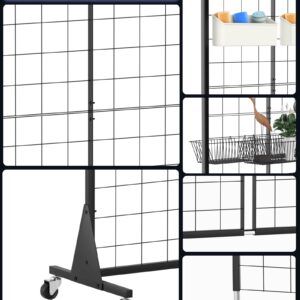 Blasinc Gridwall Panel Display Stand 2' x 5.5' Ft Heavy Movable Floorstanding Detachable Girdwall for Easy Transport, Standing Grid Towe Display Rack for Retail and Craft FairGrid Wall Panels