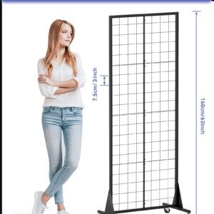 Blasinc Gridwall Panel Display Stand 2' x 5.5' Ft Heavy Movable Floorstanding Detachable Girdwall for Easy Transport, Standing Grid Towe Display Rack for Retail and Craft FairGrid Wall Panels