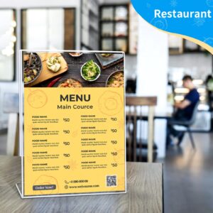 SUNEE 6 Packs Clear Plastic Sign Holders for 8.5x11 Paper, Vertical L-shape Frame for Displaying Signs and Menus