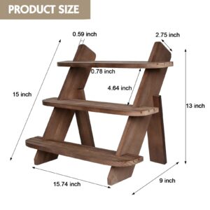 Wooden Display Riser,3 Tier Earring & Ring Holder Stands,Farmhouse Cupcake Stands ,Table Display Stand For Vendors,Organizer Showcase for Tabletop Shows and Home Using ,Wood Rustic Risers-Walnut