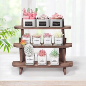 Wooden Display Riser,3 Tier Earring & Ring Holder Stands,Farmhouse Cupcake Stands ,Table Display Stand For Vendors,Organizer Showcase for Tabletop Shows and Home Using ,Wood Rustic Risers-Walnut