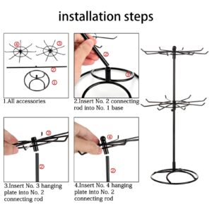 BOICXM 2 Tier Jewelry Display Holder,Retail Spinner Display Stand,Rotating Bracelet Storage Rack,Dressing Table,Black