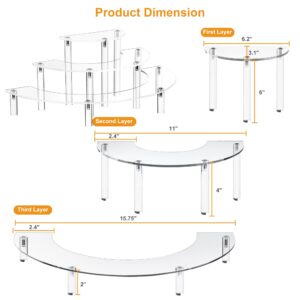 YestBuy Acrylic Display Stand For Pop Figures, 3 Tier Clear Cupcake Stand, Perfume Organizer Stand,2 Pack Half Moon Dessert Stand for Display Or Collections (Acrylic Rods 2 set)