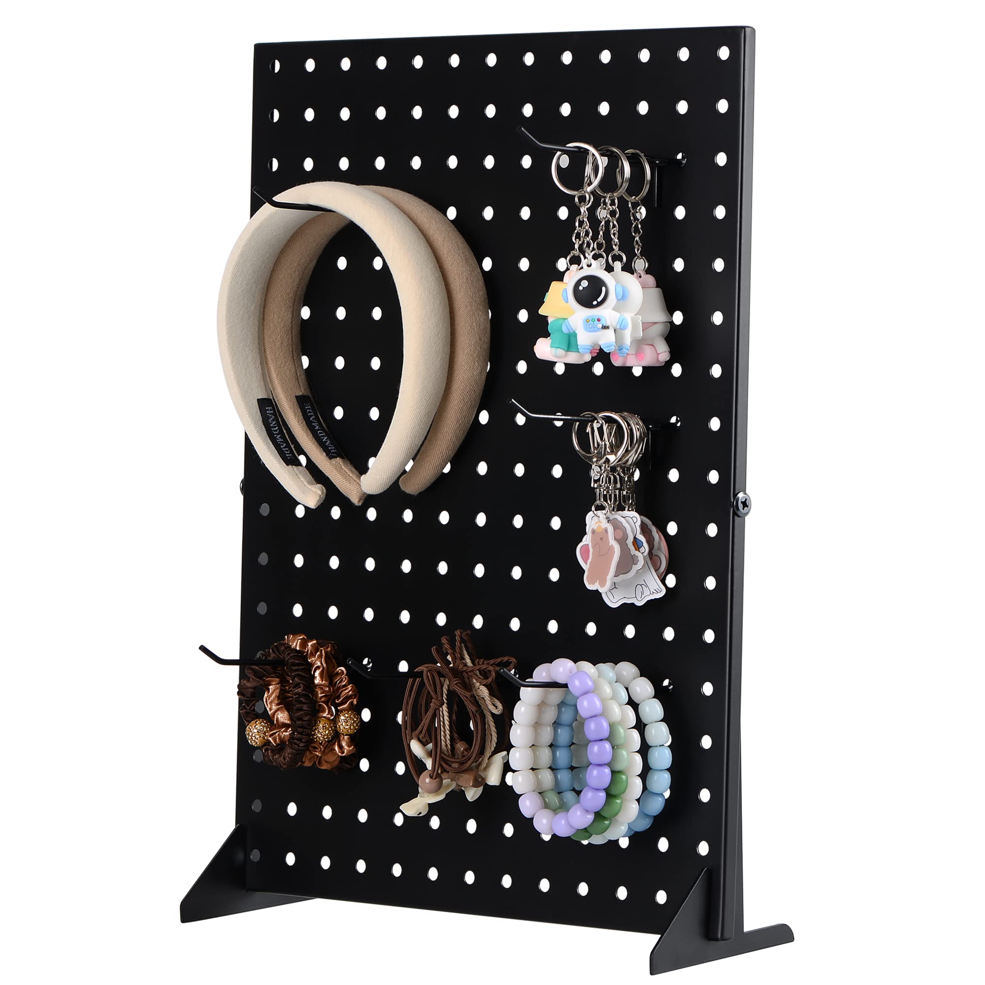 Pegboard Display Stand for Craft Shows & Fairs - Metal Jewelry Retail Display for Selling Accessories, Earring, Pin Stands for Retail Stores, Vendors & Events - 17" x 13”, Black