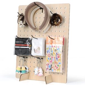 Wooden Pegboard Display Stand Retail Rack - Necklace Holder Earring Display Stands for Selling and Craft Shows - Jewelry, Pin, Stickers & Keychain Peg Board, 17" x 13"