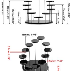 QWORK Round Acrylic Products Display Riser Stands, 12 Tier Jewelry Display Stands for Rings Earrings,Mini Figurines, Black