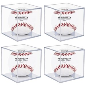 4 pack baseball display case, uv protected acrylic boxes for display,clear display case baseball cube memorabilia showcase autograph ball protector - for official size ball