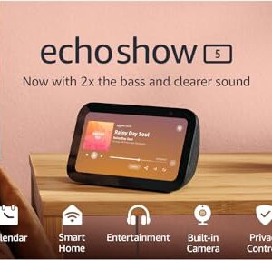 Amazon Echo Show 5 (3rd Gen, 2023 release) | Smart display with 2x the bass and clearer sound | Charcoal