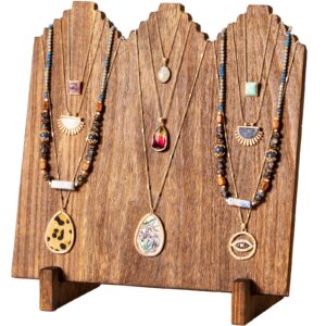 lolalet wooden necklace display stands for selling, freestanding multiple necklaces stands and displays for vendors, jewelry displays holders for craft show -1 pack, oak