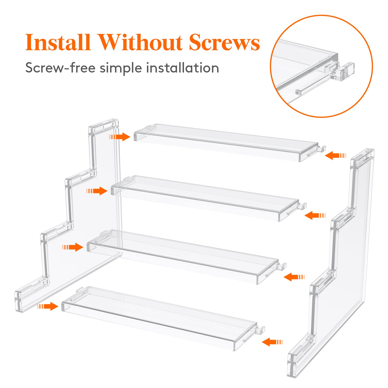 Lifewit 4 Tier Clear Display Risers Stand, 2 Pack Plastic Risers for Display, Plastic Organizers for Figures, Cupcake, Perfume, Dessert, Desktop Display Stand for Organize and Decoration