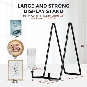 TR-LIFE 3 Pack 10 Inch Large Plate Stands for Display - Metal Plate Holder Display Stand + Picture Frame Holder Stand + Small Easels for Decorative Plate, Platter, Book, Plaques, Photo, Tabletop Art