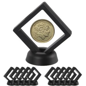 coin holder ornament display stand 10-piece set – challenge coin display jewelry holder – elegant black clear display case protects against dust, splashes