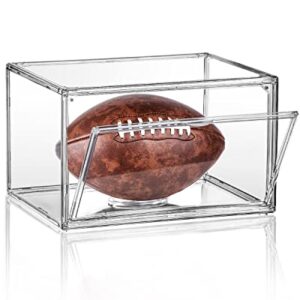 Football Display Case Full Size, Clear Acrylic Football Case Display Case with Magnetic Door and UV Protection, Professional Grade Stackable Football Display Box - 1 Pack