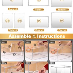 Football Display Case Full Size, Clear Acrylic Football Case Display Case with Magnetic Door and UV Protection, Professional Grade Stackable Football Display Box - 1 Pack