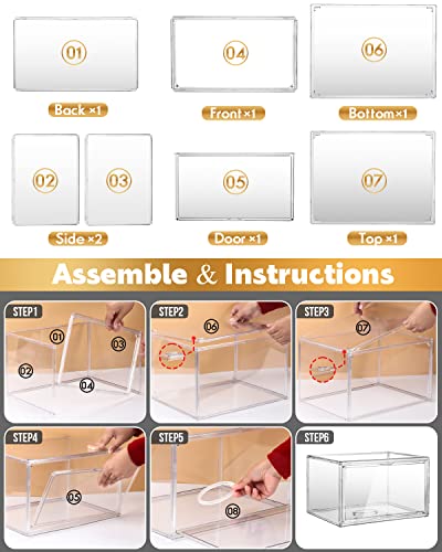 Football Display Case Full Size, Clear Acrylic Football Case Display Case with Magnetic Door and UV Protection, Professional Grade Stackable Football Display Box - 1 Pack