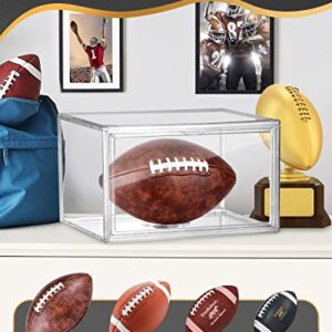 Football Display Case Full Size, Clear Acrylic Football Case Display Case with Magnetic Door and UV Protection, Professional Grade Stackable Football Display Box - 1 Pack