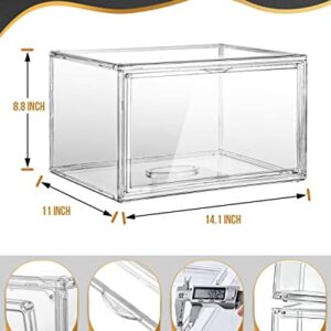 Football Display Case Full Size, Clear Acrylic Football Case Display Case with Magnetic Door and UV Protection, Professional Grade Stackable Football Display Box - 1 Pack