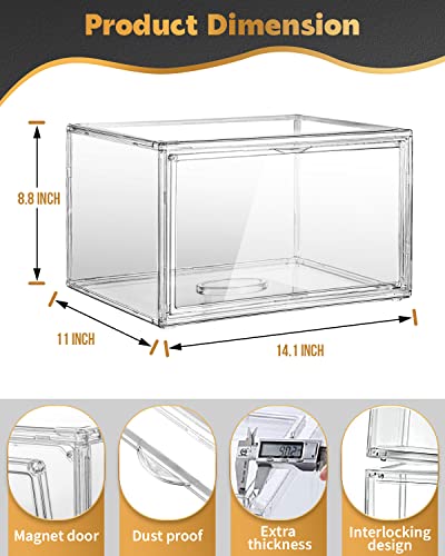 Football Display Case Full Size, Clear Acrylic Football Case Display Case with Magnetic Door and UV Protection, Professional Grade Stackable Football Display Box - 1 Pack