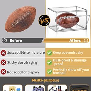 Football Display Case Full Size, Clear Acrylic Football Case Display Case with Magnetic Door and UV Protection, Professional Grade Stackable Football Display Box - 1 Pack