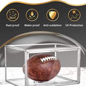 Football Display Case Full Size, Clear Acrylic Football Case Display Case with Magnetic Door and UV Protection, Professional Grade Stackable Football Display Box - 1 Pack