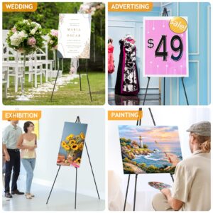 Thicken Display Easel Stand for Wedding - 63" Instant Tripod Collapsible Portable Sturdy Floor Easel - Easy Folding Adjustable Poster Metal Stand for Signs, Display Show, Artist, Art, Painting - Black