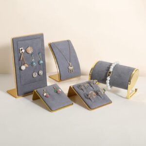 GemeShou Grey necklace display for selling, velvet necklace organizer stand for selling, metal necklace holder for girls【Grey】