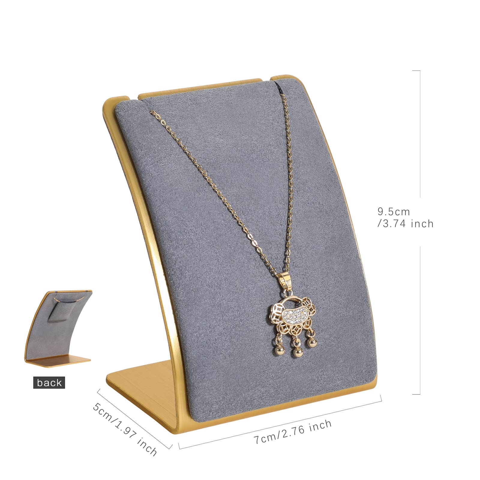 GemeShou Grey necklace display for selling, velvet necklace organizer stand for selling, metal necklace holder for girls【Grey】