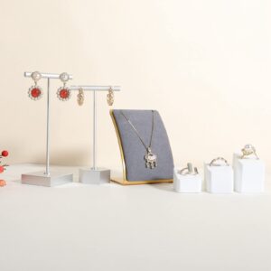 GemeShou Grey necklace display for selling, velvet necklace organizer stand for selling, metal necklace holder for girls【Grey】