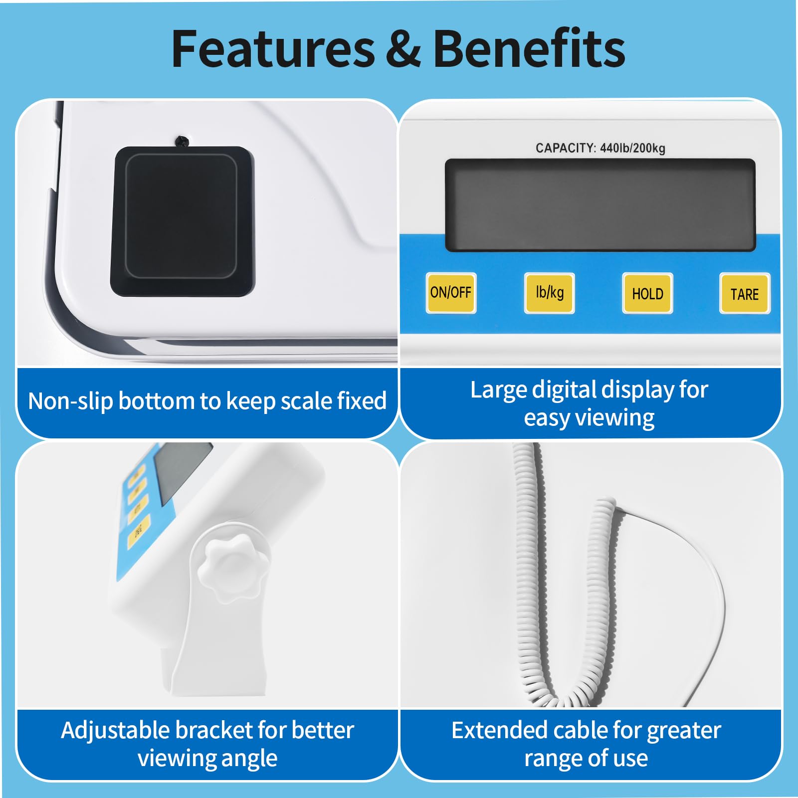 Medical Grade Scale YINGYUDZSW Portable Easy to Read Digital Display - Pound & Kilogram Settings - Heavy Duty 440 lb Limit Scale for Body Weight 12.9"X12.5" Platform - Home, Hospital & Physician Use